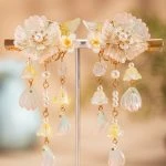 Hanfu Girls Hair Clips Flower Tassel Headpiece