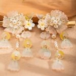 Hanfu Girls Hair Clips Flower Tassel Headpiece