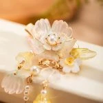 Hanfu Girls Hair Clips Flower Tassel Headpiece