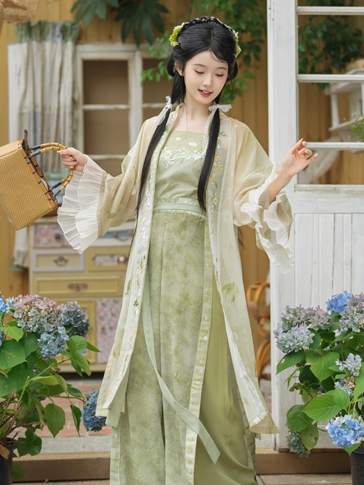 Song Hanfu Summer Women Fashion Songku Green Colours