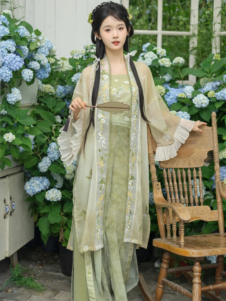 Song Hanfu Summer Women Fashion Songku Green Colours