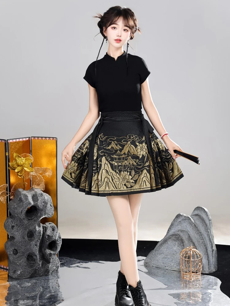 Summer Ma Mian Skirt Short Fashion Daily Ming Dynasty Hanfu