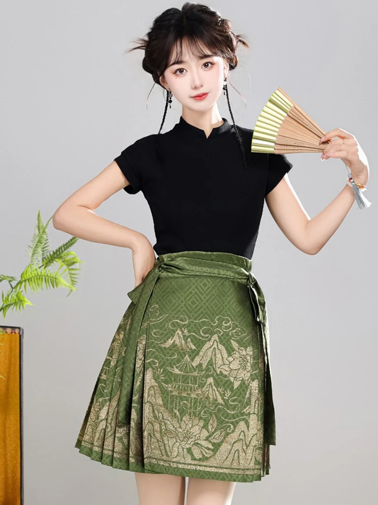 Summer Ma Mian Skirt Short Fashion Daily Ming Dynasty Hanfu