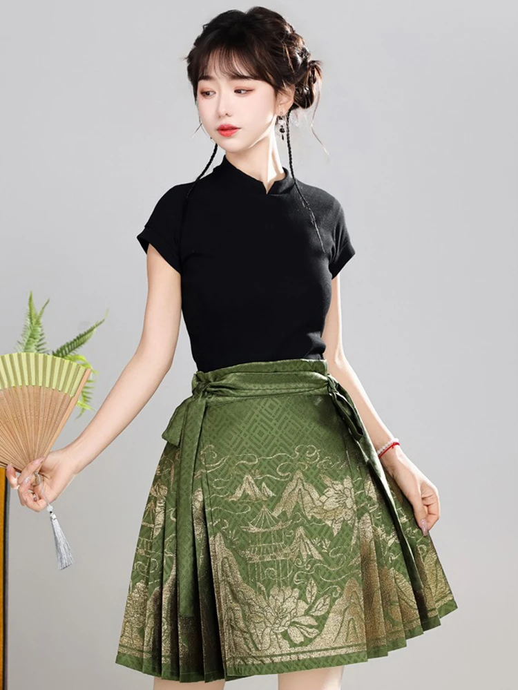 Summer Ma Mian Skirt Short Fashion Daily Ming Dynasty Hanfu