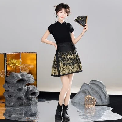 Summer Ma Mian Skirt Short Fashion Daily Ming Dynasty Hanfu
