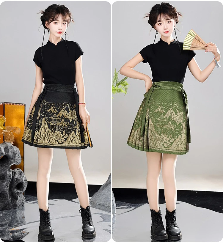 Summer Ma Mian Skirt Short Fashion Daily Ming Dynasty Hanfu