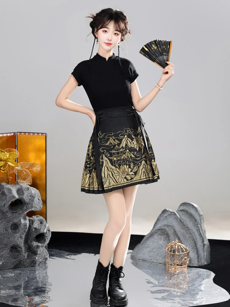 Summer Ma Mian Skirt Short Fashion Daily Ming Dynasty Hanfu