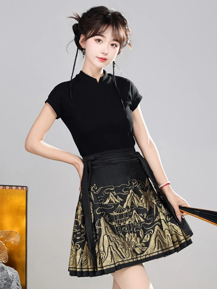 Summer Ma Mian Skirt Short Fashion Daily Ming Dynasty Hanfu