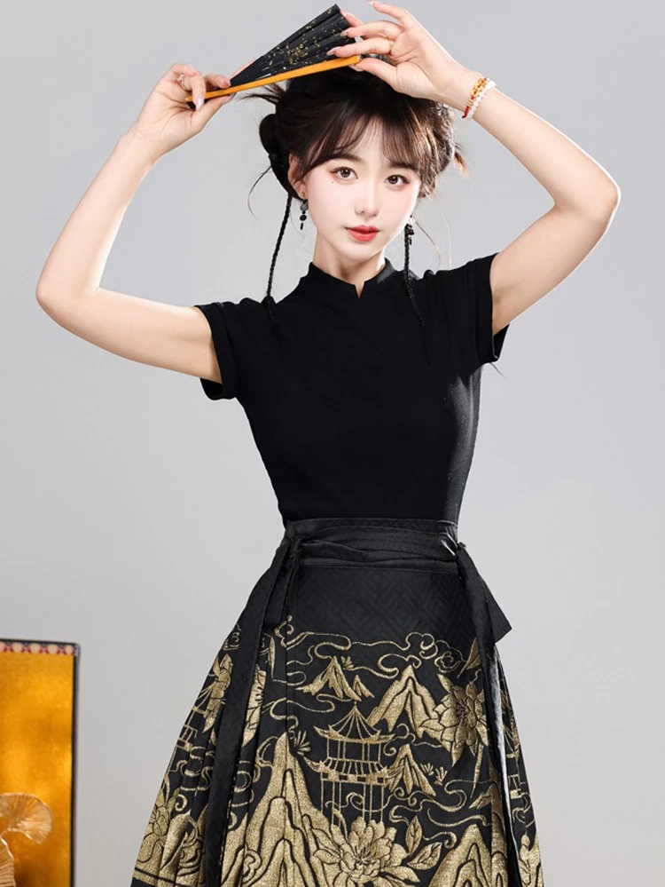 Summer Ma Mian Skirt Short Fashion Daily Ming Dynasty Hanfu