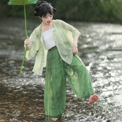 Summer Women Song Dynasty Hanfu Fresh Breathable Daily Green Songku