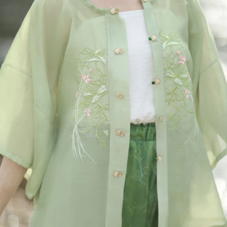 Summer Women Song Dynasty Hanfu Fresh Breathable Daily Green Songku