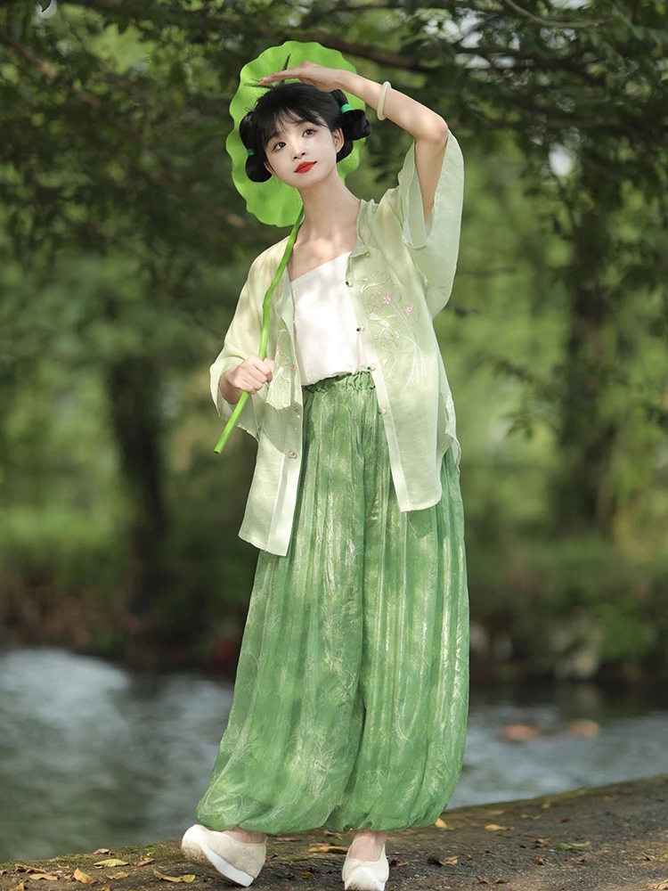 Summer Women Song Dynasty Hanfu Fresh Breathable Daily Green Songku