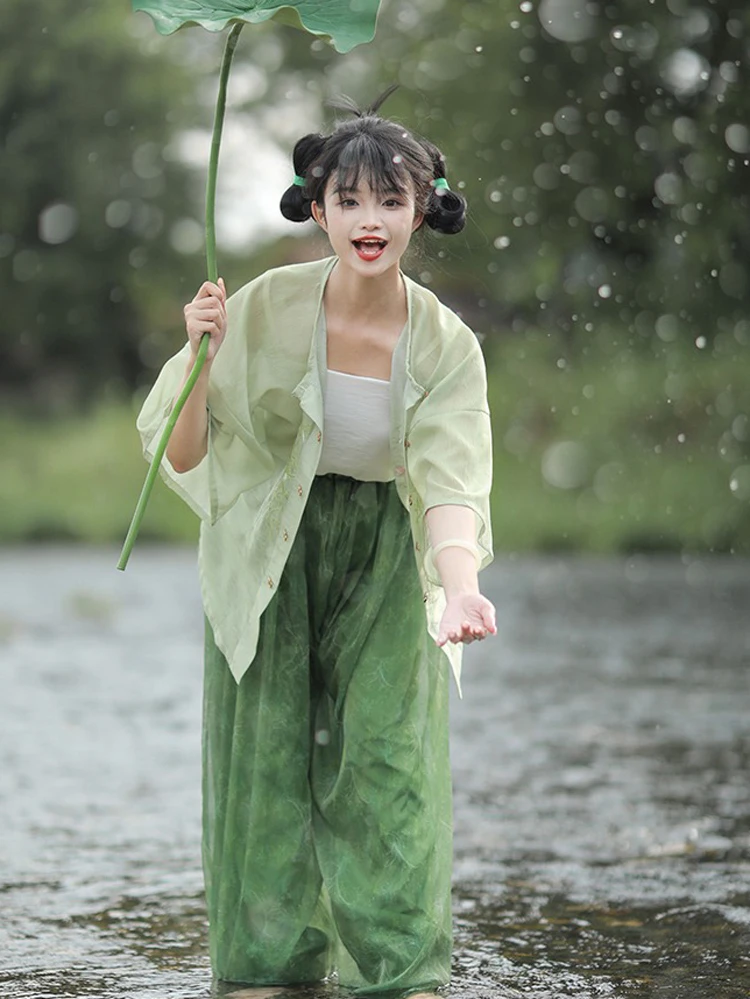 Summer Women Song Dynasty Hanfu Fresh Breathable Daily Green Songku