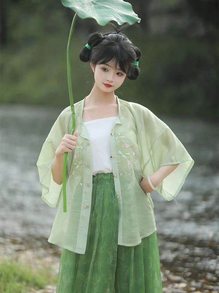 Summer Women Song Dynasty Hanfu Fresh Breathable Daily Green Songku