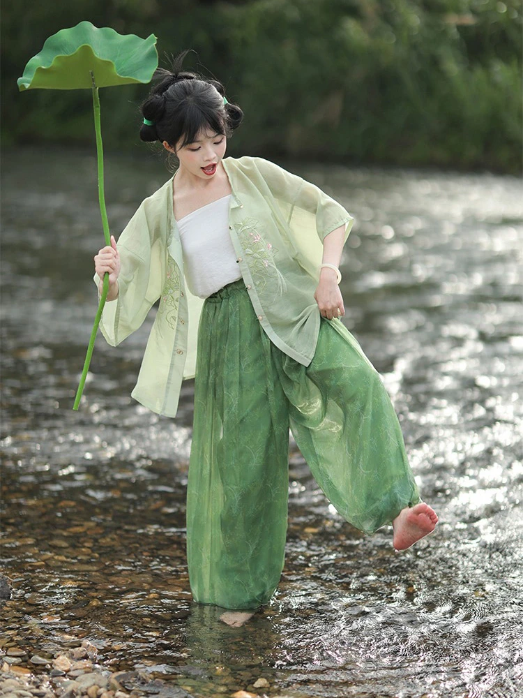 Summer Women Song Dynasty Hanfu Fresh Breathable Daily Green Songku