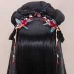 Vintage Hair Clips Red Pomegranate Headdress Tassel Buyao