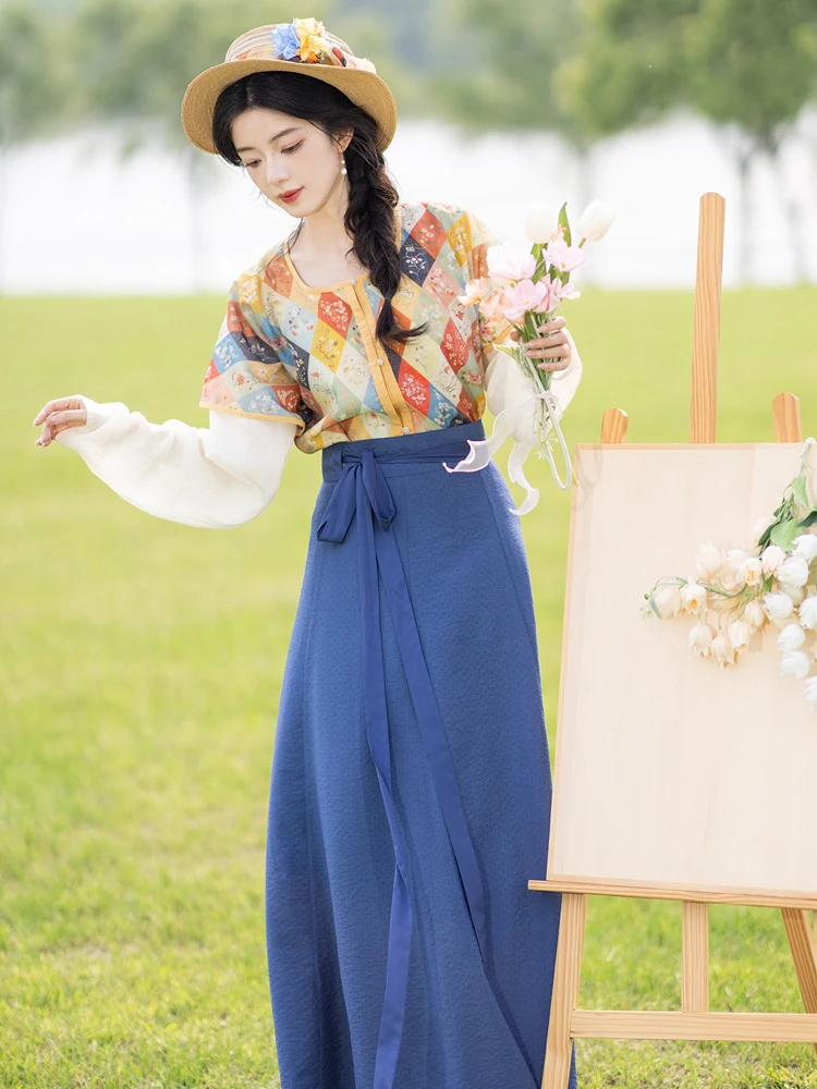 Women Fashion Tang Dynasty Hanfu Tencel Summer Dresses 