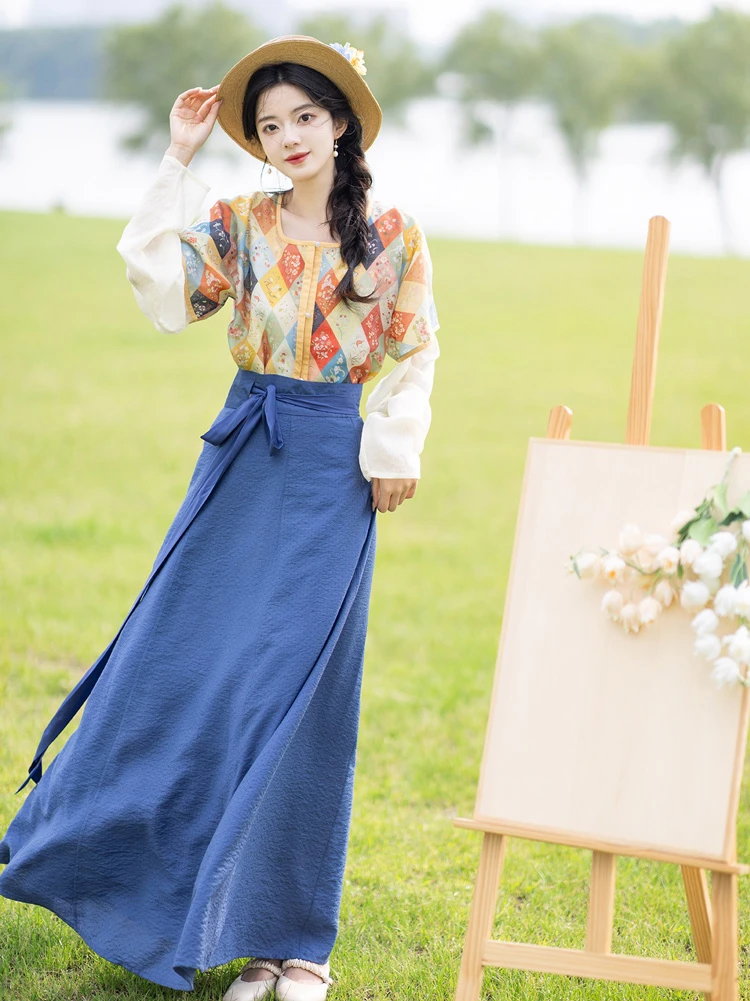 Women Fashion Tang Dynasty Hanfu Tencel Summer Dresses 