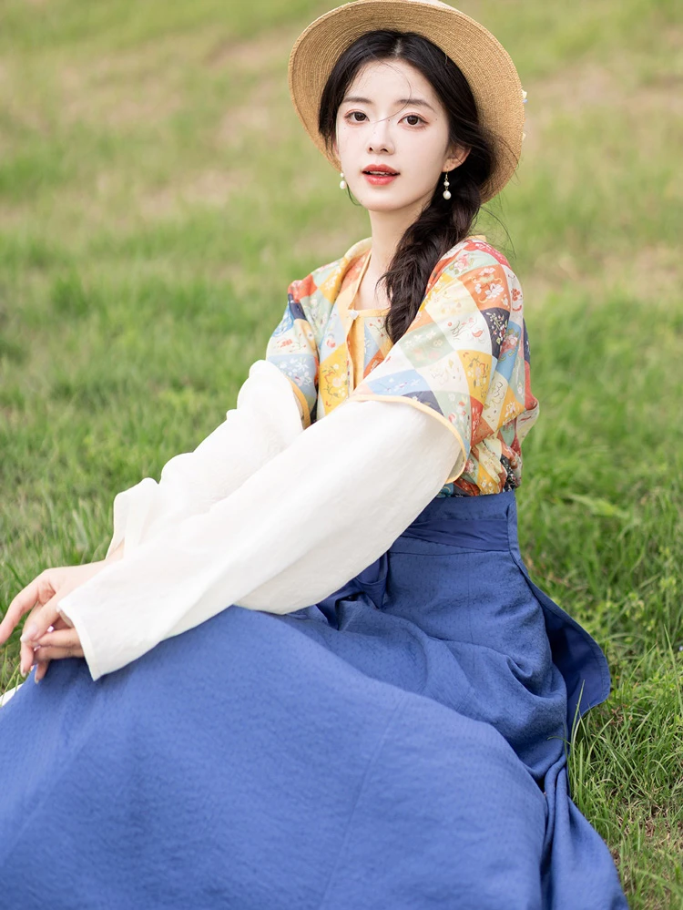 Women Fashion Tang Dynasty Hanfu Tencel Summer Dresses 