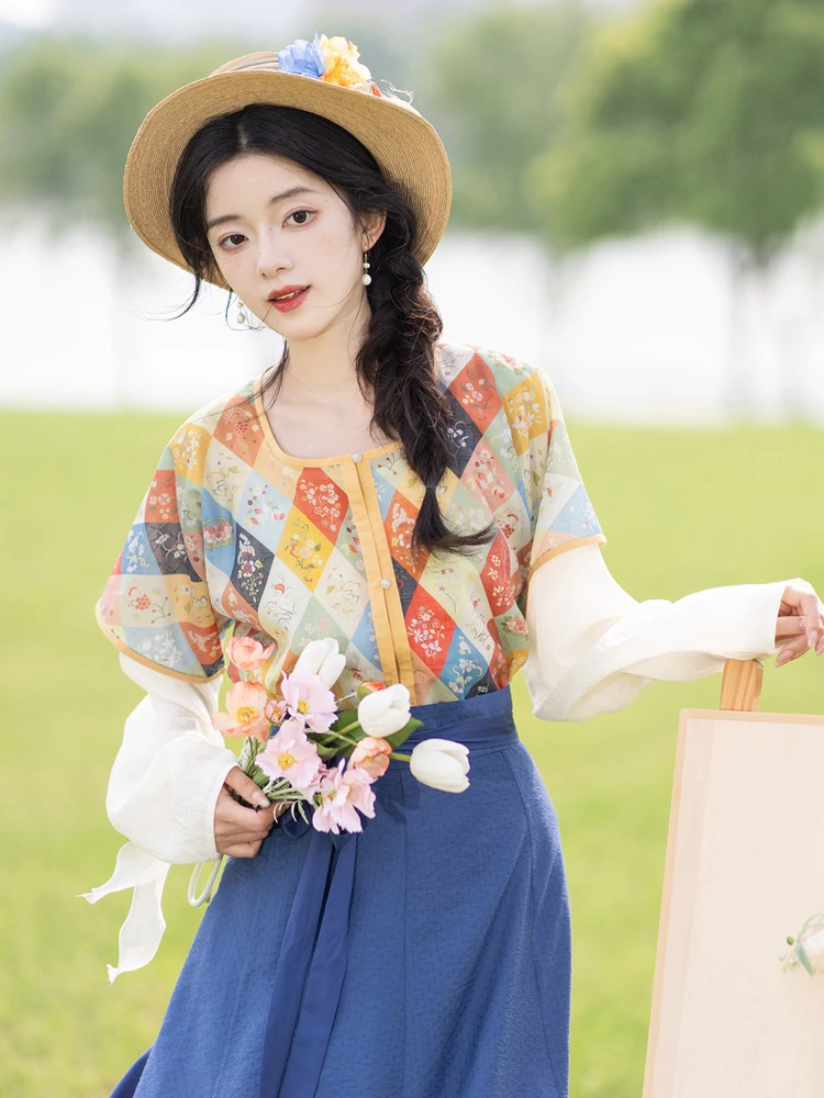 Women Fashion Tang Dynasty Hanfu Tencel Summer Dresses 