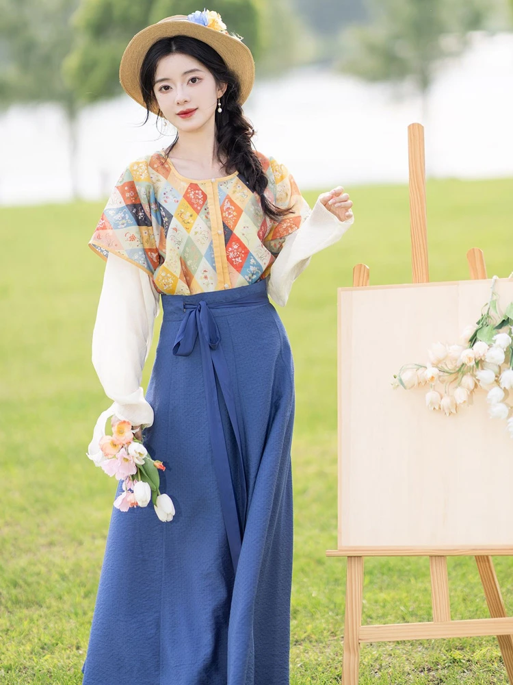 Women Fashion Tang Dynasty Hanfu Tencel Summer Dresses 