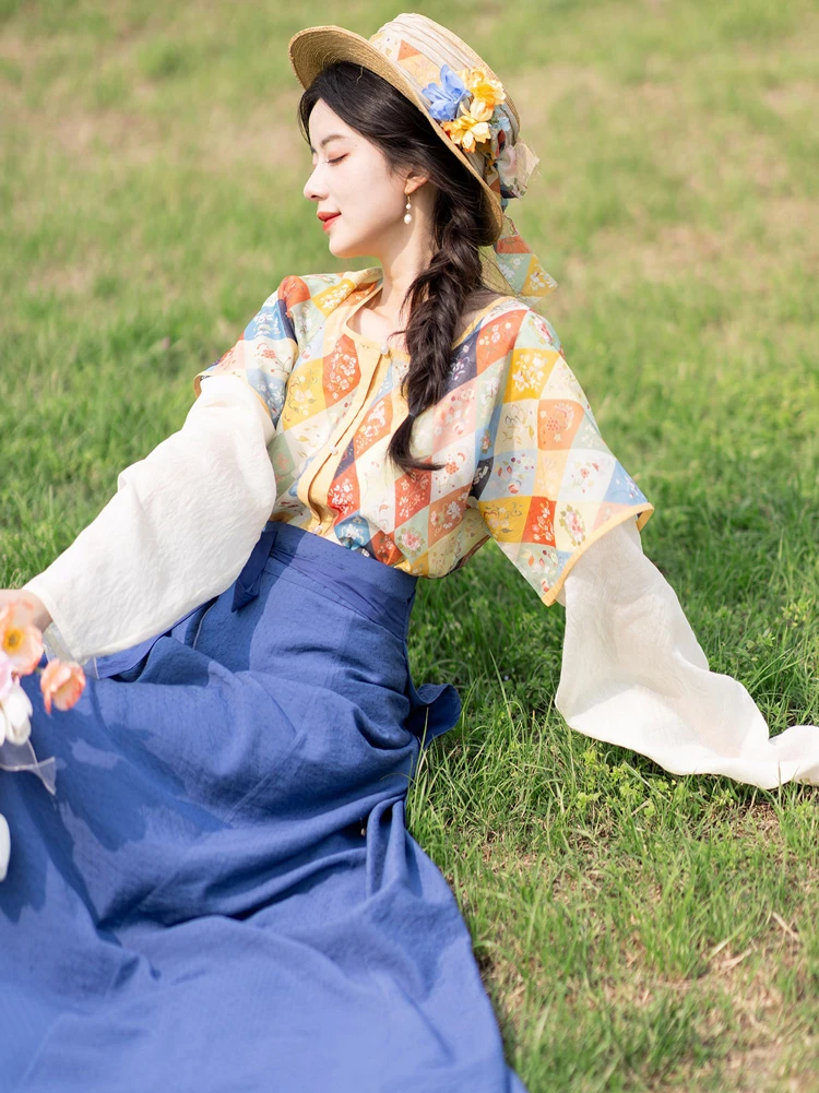 Women Fashion Tang Dynasty Hanfu Tencel Summer Dresses 