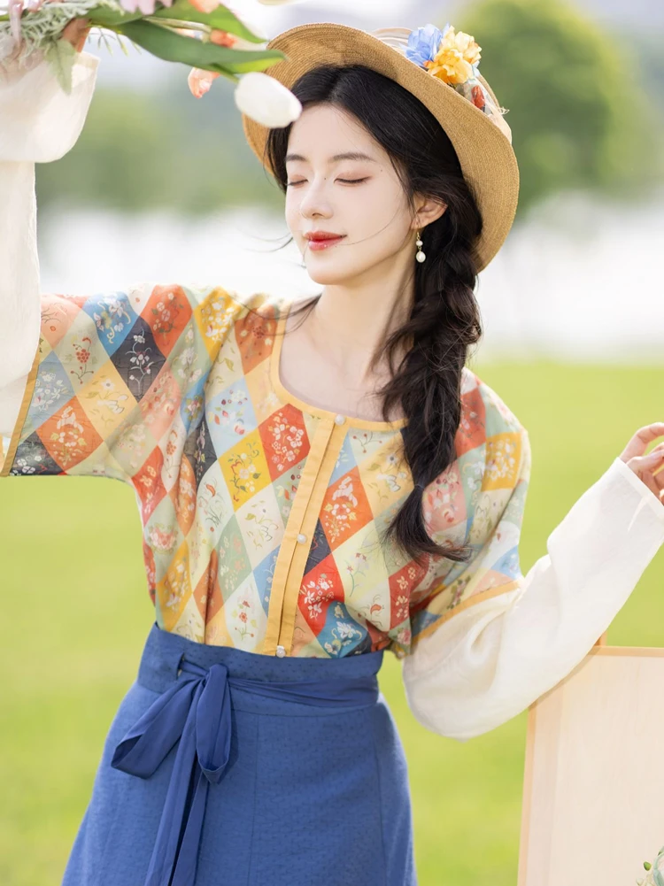 Women Fashion Tang Dynasty Hanfu Tencel Summer Dresses 