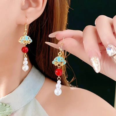 Women Hanfu Pearl Earrings Fashion Clouds Ear Jewellery