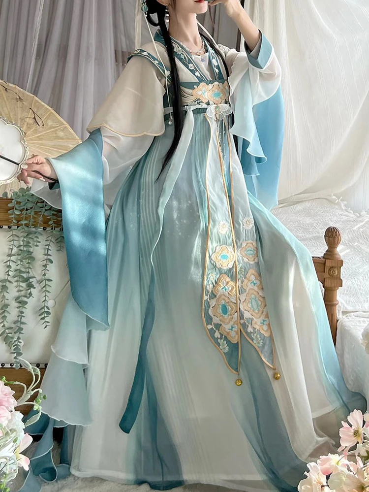 Women's Qixiong Shanqun Hanfu Blue Classical Fairy Dresse