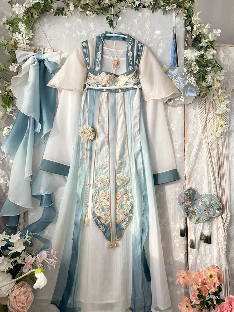 Women's Qixiong Shanqun Hanfu Blue Classical Fairy Dresse