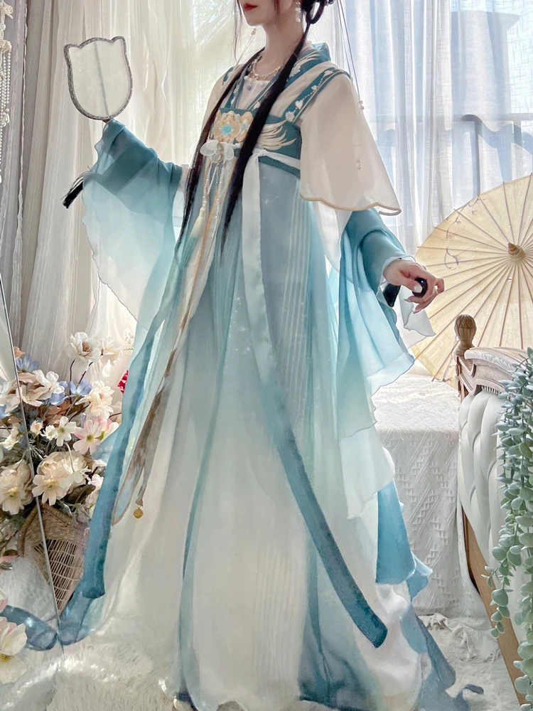 Women's Qixiong Shanqun Hanfu Blue Classical Fairy Dresse