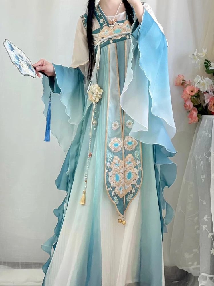 Women's Qixiong Shanqun Hanfu Blue Classical Fairy Dresse