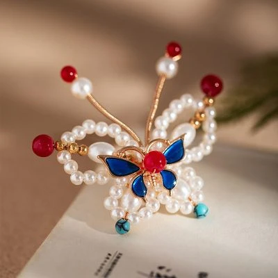 Butterfly Hairpin Classical Hanfu U-shaped Tip Cheongsam Headpiece