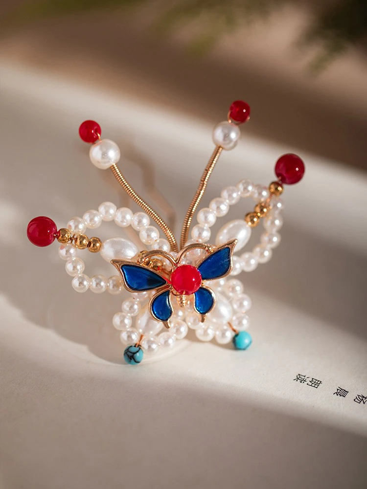 Butterfly Hairpin Classical Hanfu U-shaped Tip Cheongsam Headpiece