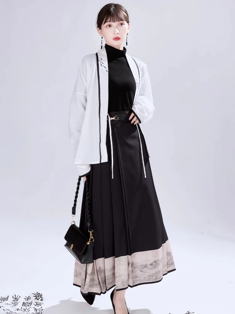 Fashion Autumn Hanfu Ladies Ming Dynasty Ma Mian Skirt 