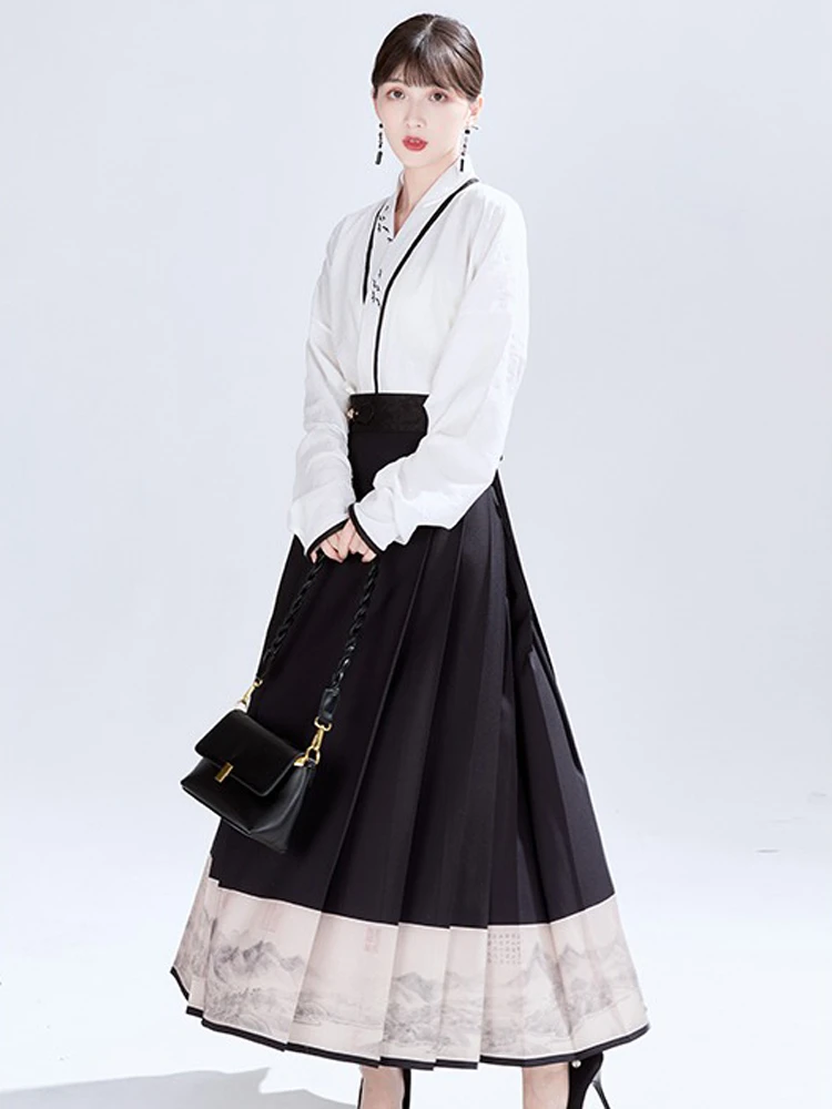 Fashion Autumn Hanfu Ladies Ming Dynasty Ma Mian Skirt 