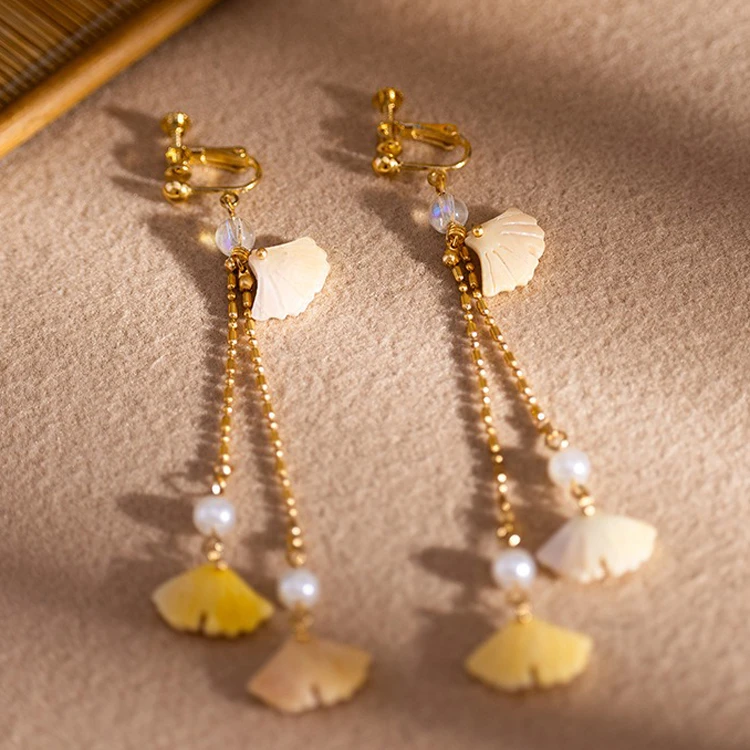 Hanfu Earrings Classical Ginkgo Jewelry Cheongsam Accessories