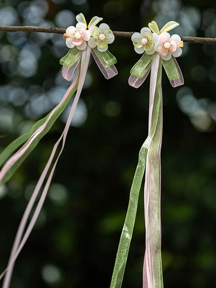 Hanfu Hair Clip Fairy Tassel Ribbon Flower Children's Hair Accessories