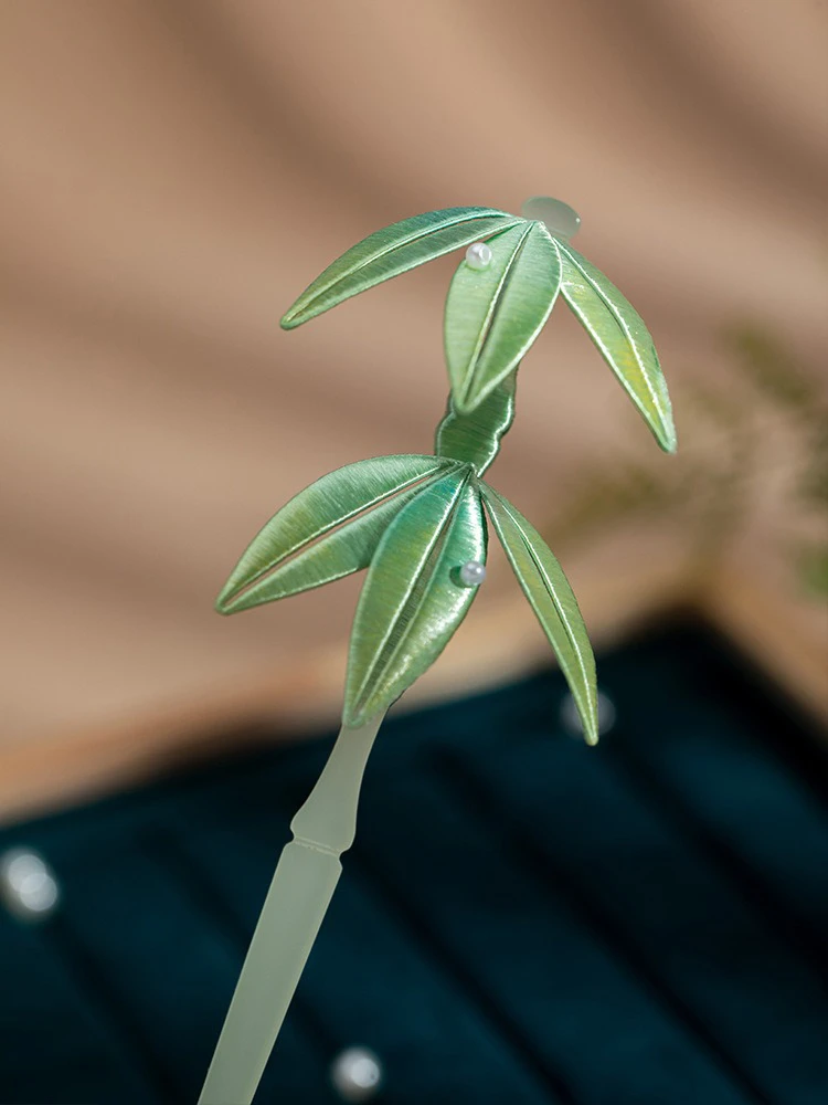 Hanfu Hairpin Handmade Bamboo Leaf Chanhua Craft