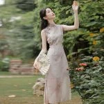 Lady's Summer Cheongsam Slit Sleeveless Dresses