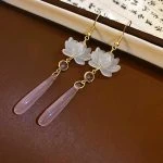 Lotus Ear Hooks Chinese Style Classical Resin Earrings Cheongsam Accessories