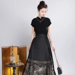 Ming Dynasty Hanfu Ladies Ma Mian Dress Black Skirt