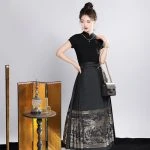 Ming Dynasty Hanfu Ladies Ma Mian Dress Black Skirt