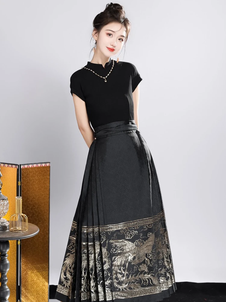 Ming Dynasty Hanfu Ladies Ma Mian Dress Black Skirt