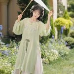 Ming Dynasty Round Neck Long Shirt Ma Mian Skirt Modern Daily Wear