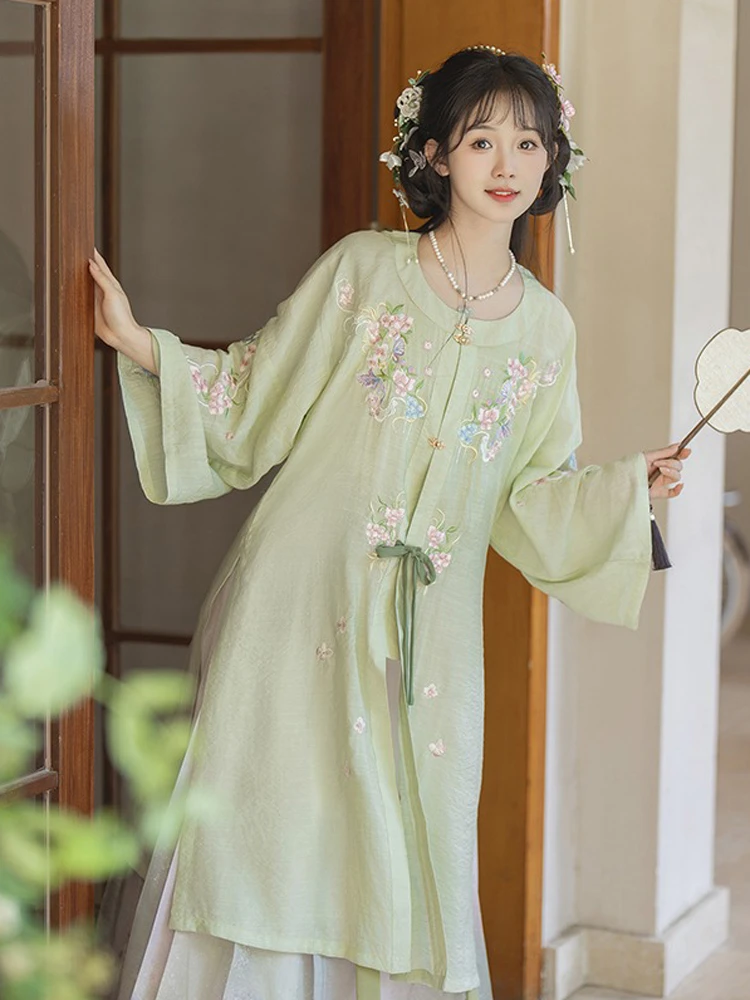 Ming Dynasty Round Neck Long Shirt Ma Mian Skirt Modern Daily Wear