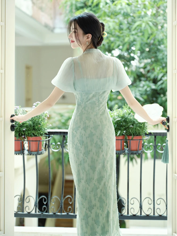 Modified Cheongsam Green Women's Summer Dresses