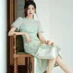 Modified Cheongsam Green Women's Summer Dresses