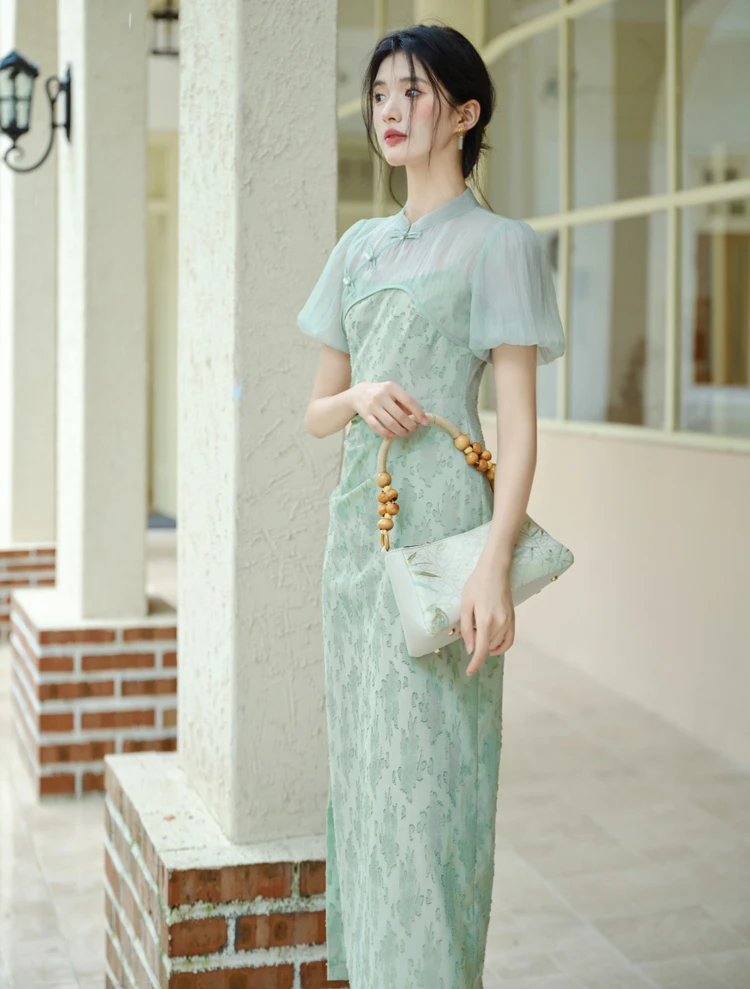 Modified Cheongsam Green Women's Summer Dresses