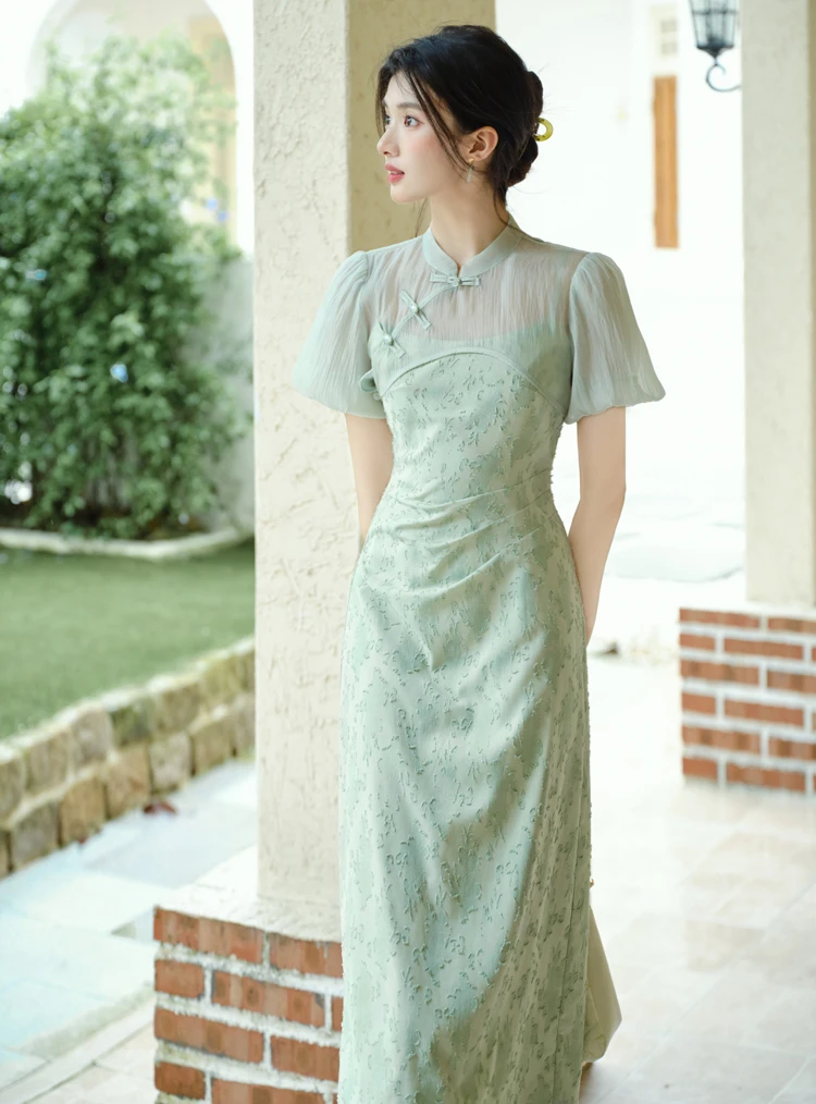 Modified Cheongsam Green Women's Summer Dresses